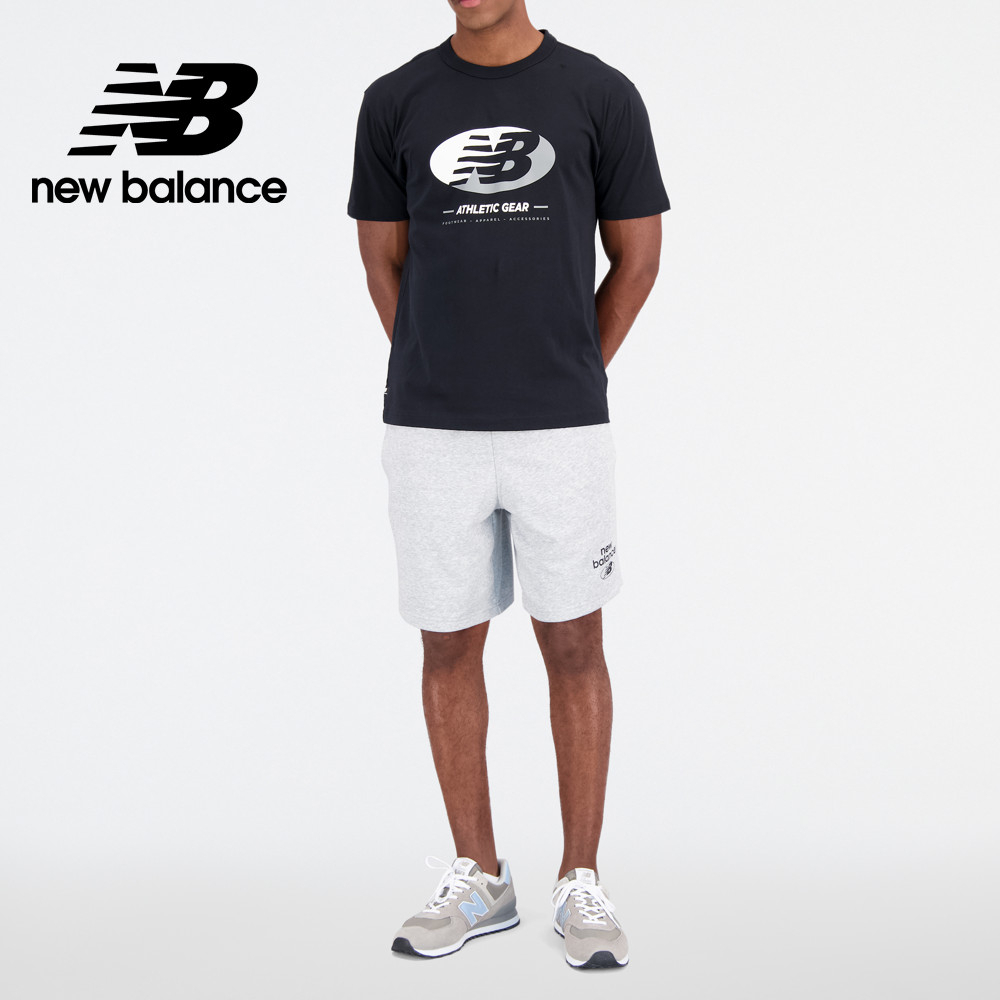 【New Balance】 NB 腰鬆緊抽繩短褲_男性_淺灰色_AMS31520AG