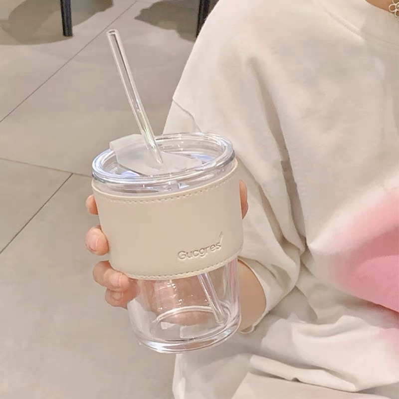 〖R&M 〗台灣現貨 ins竹節玻璃杯 奶油風玻璃杯 隨行杯 咖啡杯 拿鐵杯 早餐杯 水杯 水壺 茶杯 冰霸杯 杯子