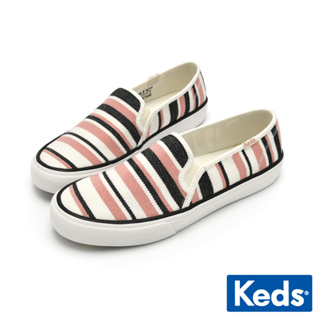 【Keds】DOUBLE DECKER 風格線條帆布休閒鞋-黑粉 (9232W123476)