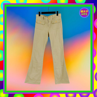 二手 Y2K POPLO JEANS 淺棕色 彈性 拼接 小喇叭 低腰 31 長褲 PF323 【明太子 古著應召站】