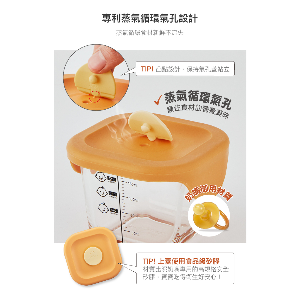 樂扣樂扣增量版寶寶副食品耐熱玻璃調理盒/方形/橘/260ML/二入彩盒(LLG519S2)