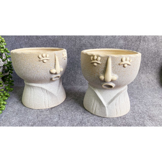 ║臺韓骨瓷餐具批發║ ➡SY250 ※有排水孔※ 小人物 造型 多肉小豆盆 小品盆栽 裝飾擺件 原始盆栽 花器