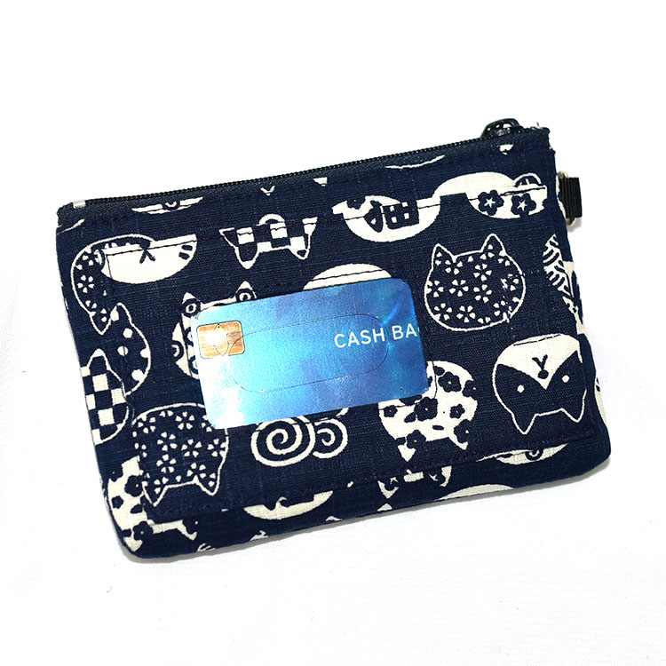 日本製 和風 貓咪 拉鍊 錢包 卡包 隨身包 100%棉 mc711