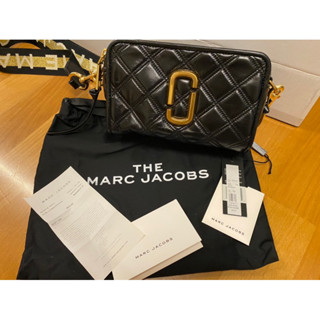 MARC JACOBS SOFTSHOT 21菱格紋相機包-黑金