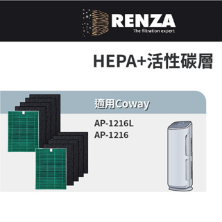 適用Coway AP-1216 AP-1216L 抗菌高效2片HEPA+8片活性碳網 兩年份超值包 可替換3103430