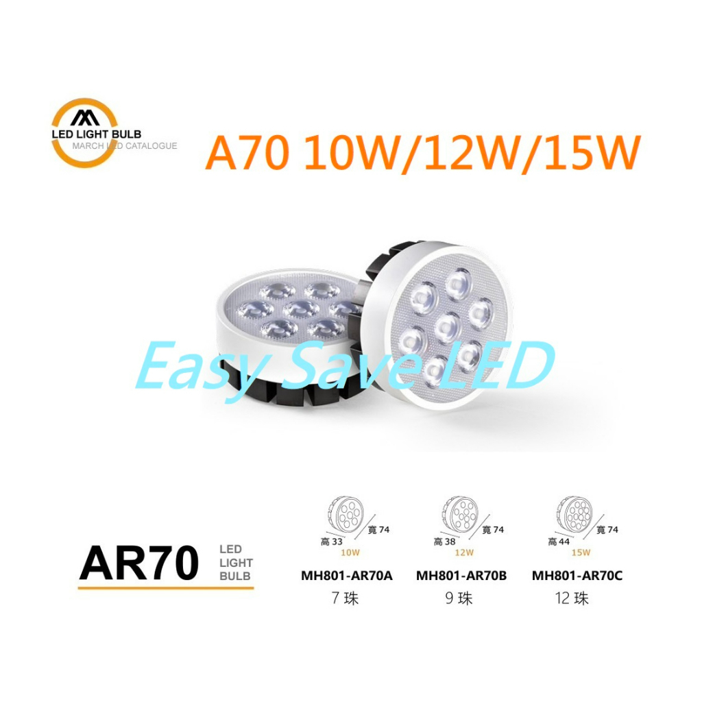 含稅 MARCH LED AR70 10W/12W/15W 燈泡 投射燈 附外接變壓器(黃光/自然光/白光) 全電壓