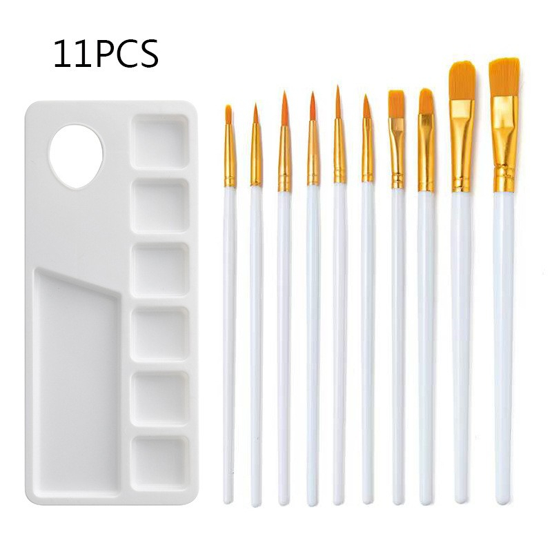 現貨-調色盤+畫筆10支裝套組-丙烯，水粉，油畫適用畫筆