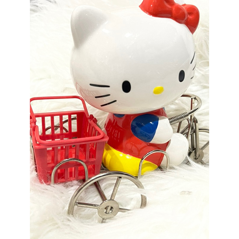 日本進口Hello Kitty陶瓷Kitty騎不鏽鋼腳踏車後面還有菜籃夢幻逸品