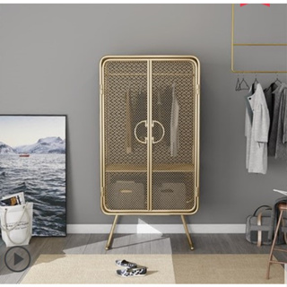北歐時尚卧室雙門鐵製衣櫃/現代簡約創意輕奢收納衣櫃