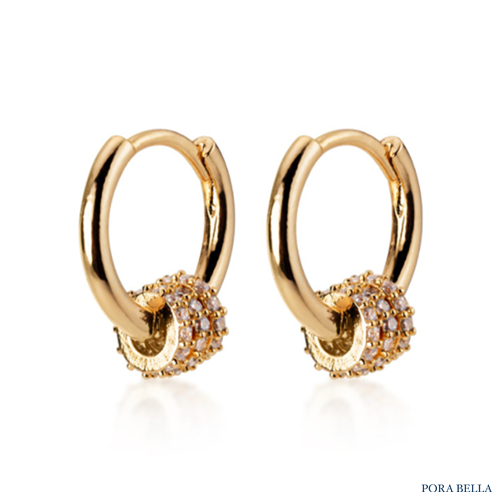 <Porabella>925純銀鋯石圈圈耳環 注目焦點高雅氣質 兩用可拆卸自由搭配穿洞式耳環 三色耳圈 Earrings