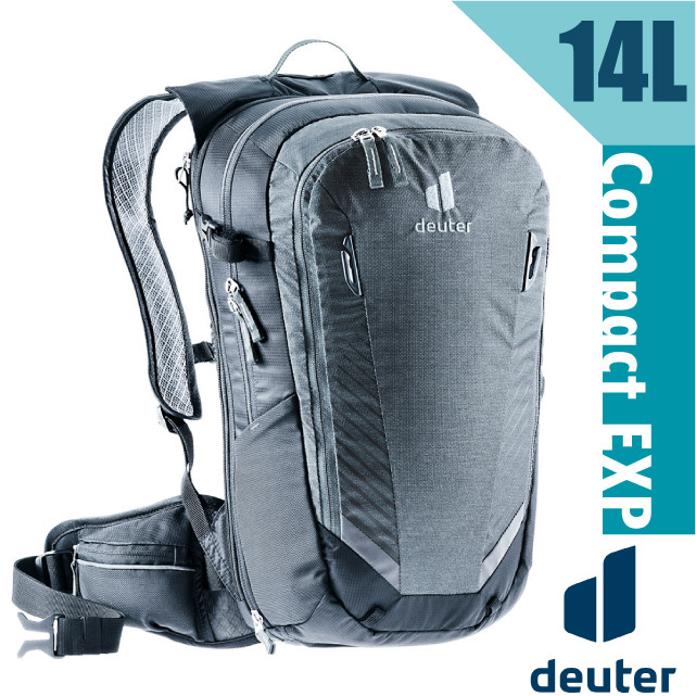 【德國 Deuter】自行車背包14L Compact EXP.健行背包.休閒運動旅遊背包_深灰/黑_3206121