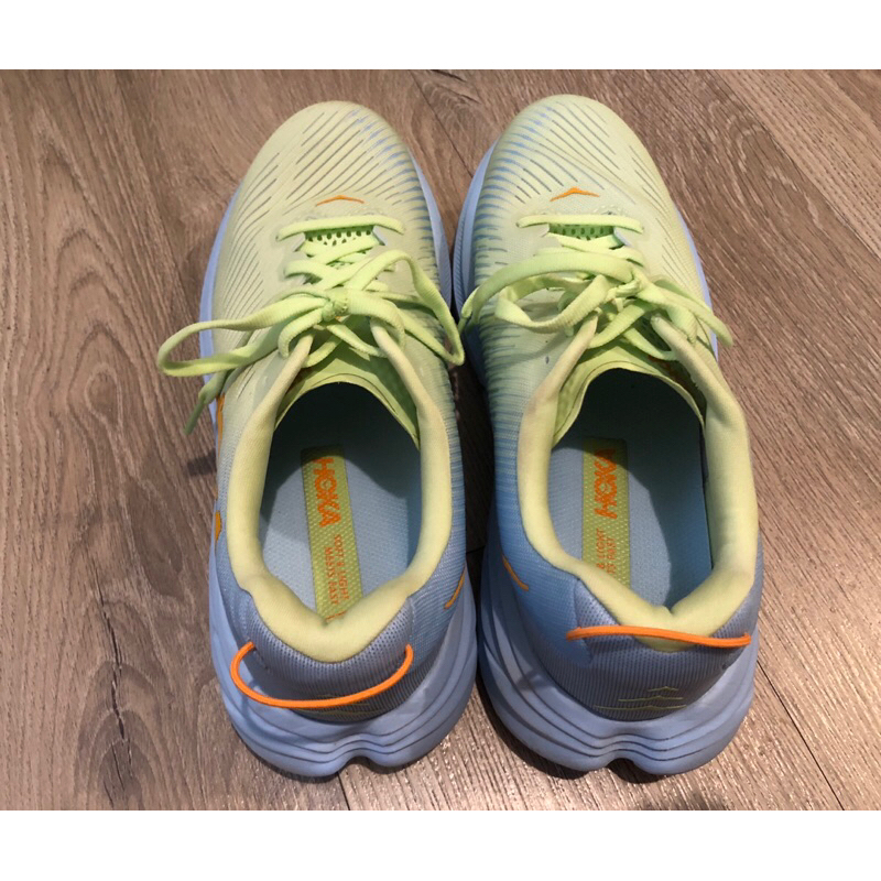 HOKA Rincon3寬楦 女跑鞋/綠藍/UK5.5
