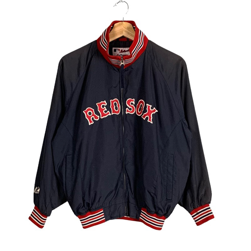 《 福星Flexing✨》Majestic MLB 紅襪 大聯盟 棒球 外套 夾克 運動 古著 古着 二手 拼色 薄外套
