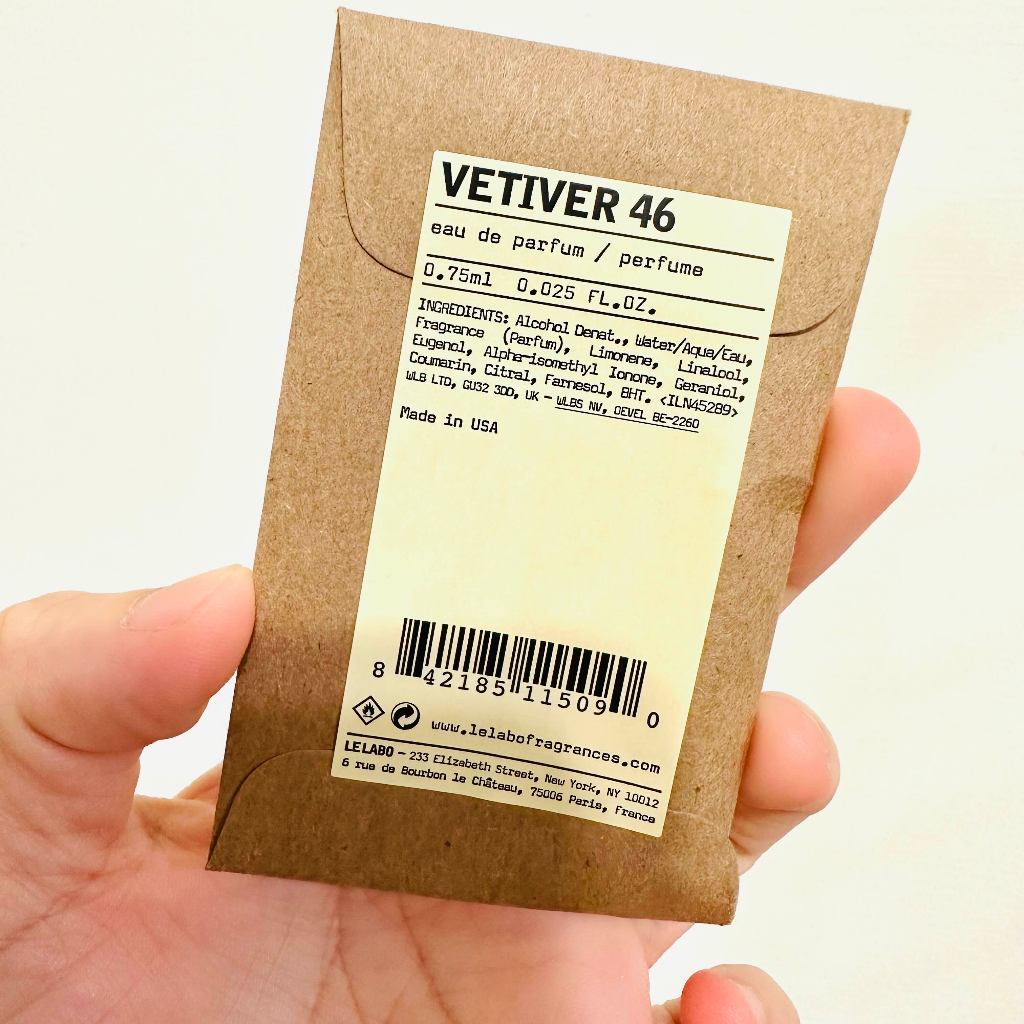 [全新現貨] Le Labo VETIVER 46香根草 BERGAMOTE 22佛手柑 0.75ml沾式香水