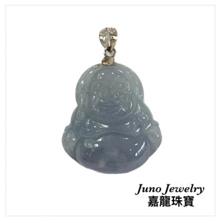 天然彌勒佛玉石墜 A貨 緬甸翡翠 紫玉 白K金 K375