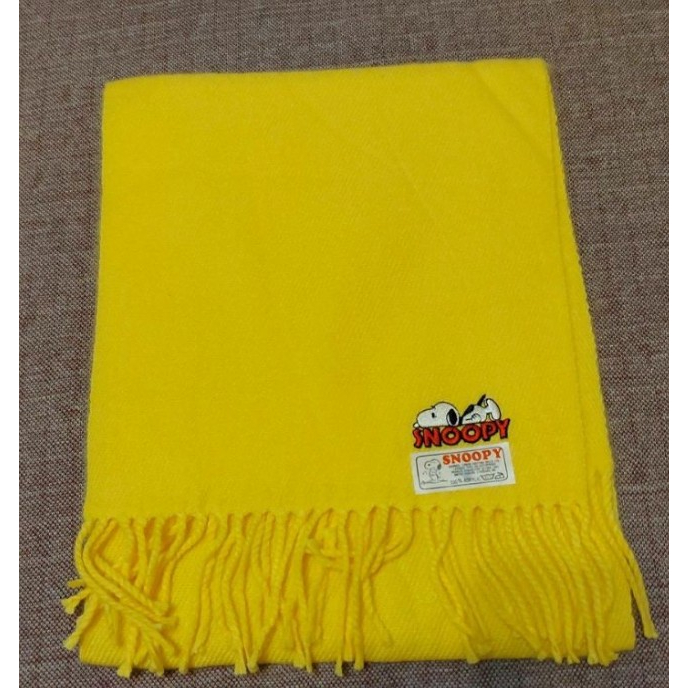 全新正版 LOVELY SNOOPY 史努比 圍巾 可愛 保暖 流蘇圍巾 交換禮物 出清特賣 黃色圍巾