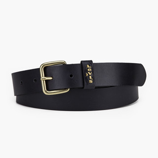 Levis 女款 真皮皮帶 精工Logo浮雕皮環 黑 37460-0052