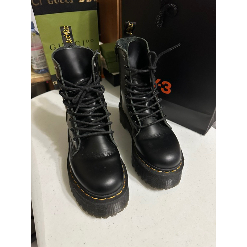 🟨二手現貨🟨DR. MARTENS JADON 8孔側拉鍊厚底馬汀靴UK3（