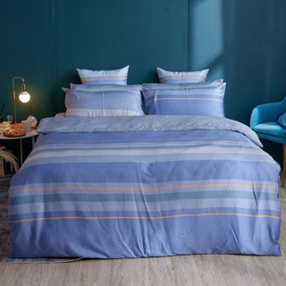戀家小舖 台灣製床包 單人床包 床單 藍調時光 100%天絲 床包枕套組 40支天絲