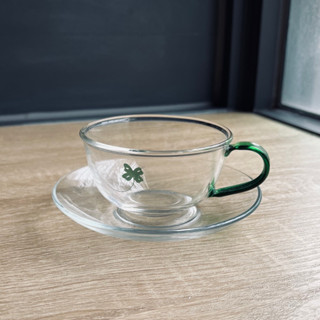 生活工場｜絕版品｜幸運草 玻璃杯盤組 咖啡杯 花草茶杯
