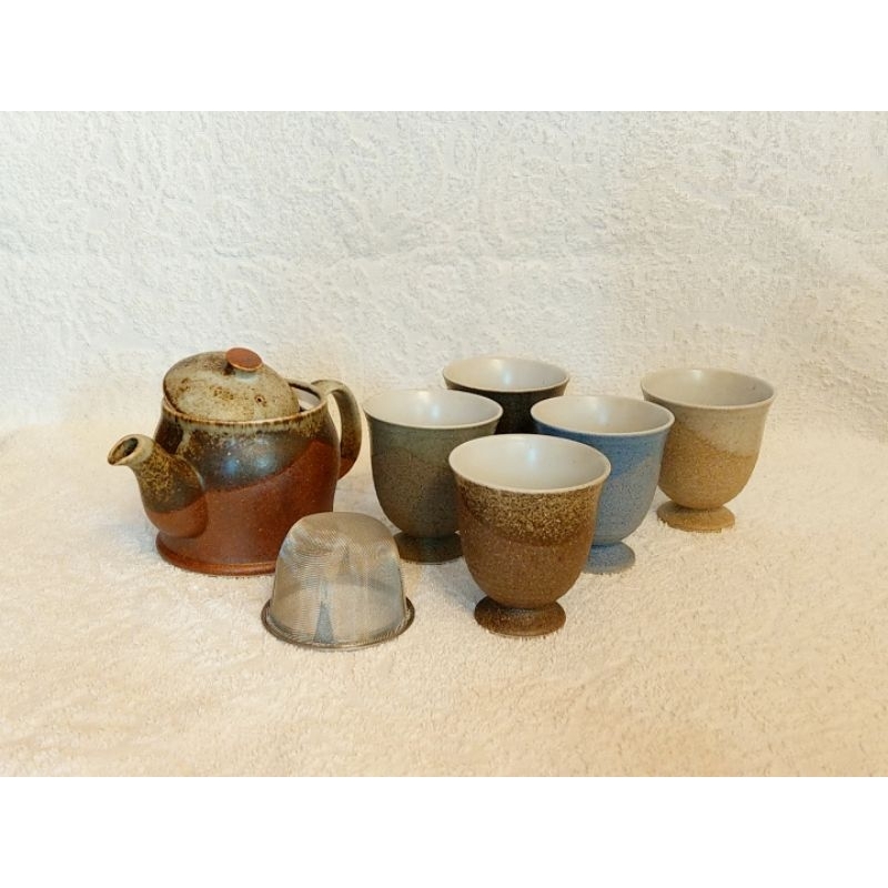 全新 日本灶師陶瓷茶具7件組 茶壺茶杯濾網泡茶組