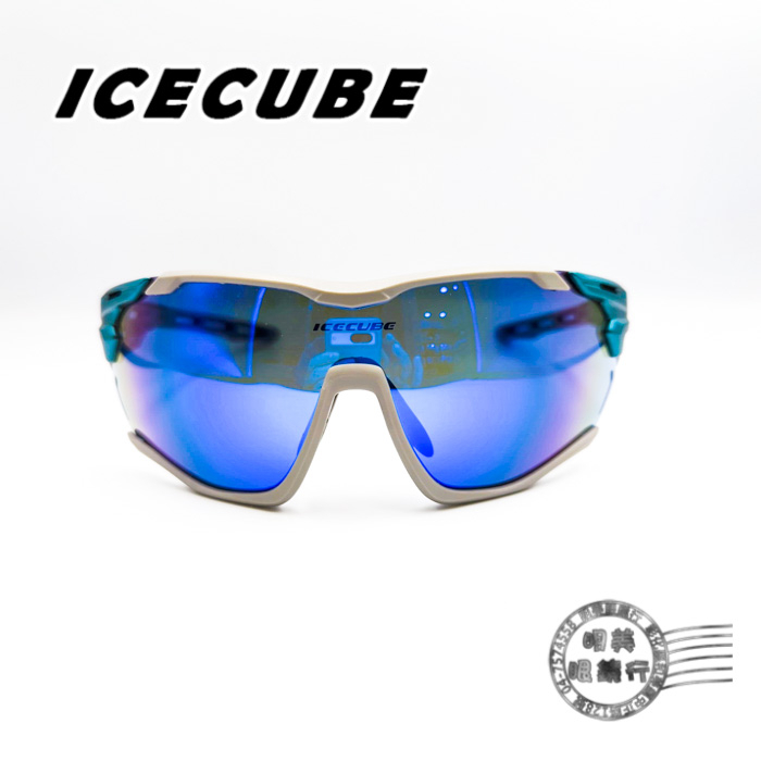 ICECUBE 運動眼鏡/UV變色片(藍水銀+灰片)/霧鈦金藍框腳/台灣製/EVT/明美鐘錶眼鏡