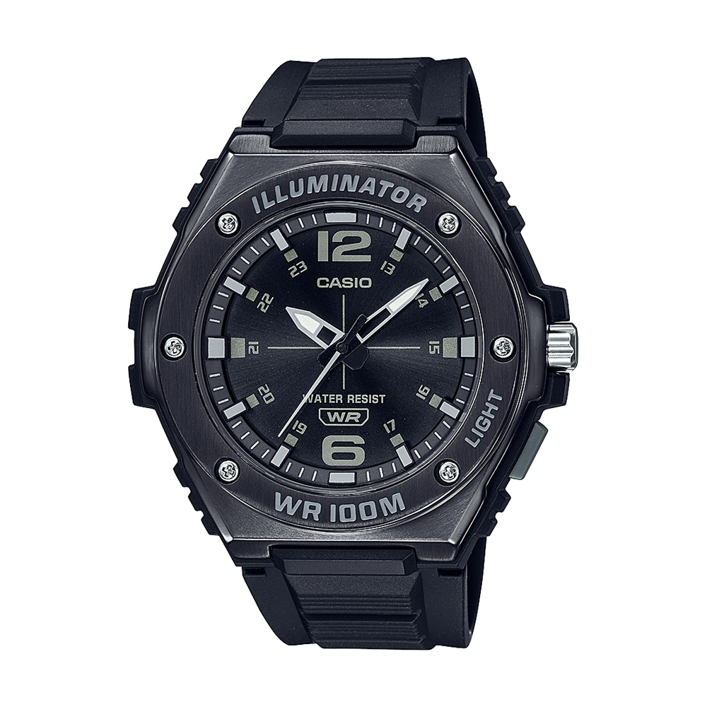 CASIO卡西歐 數位/指針 金屬錶圈 簡約經典 酷黑 指針錶款 MWA-100HB-1A_49.6mm