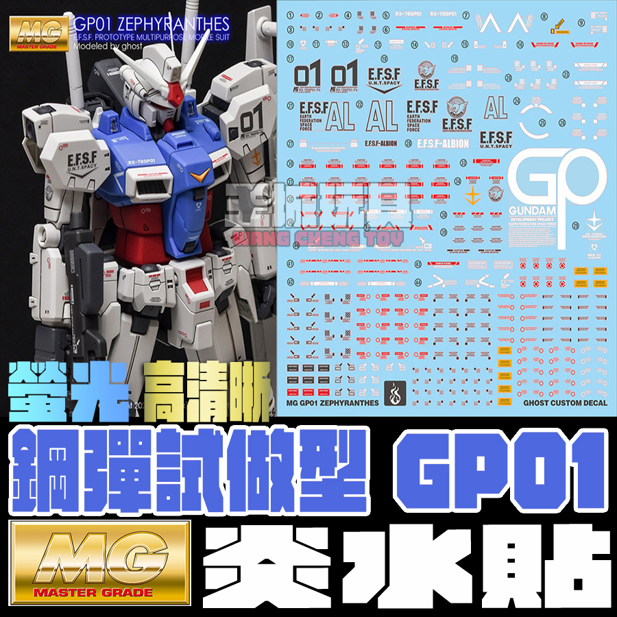 ◆王城玩具◆ 炎水貼 MG 1/100 GP01  螢光 高清晰 專用水貼 CGMG60