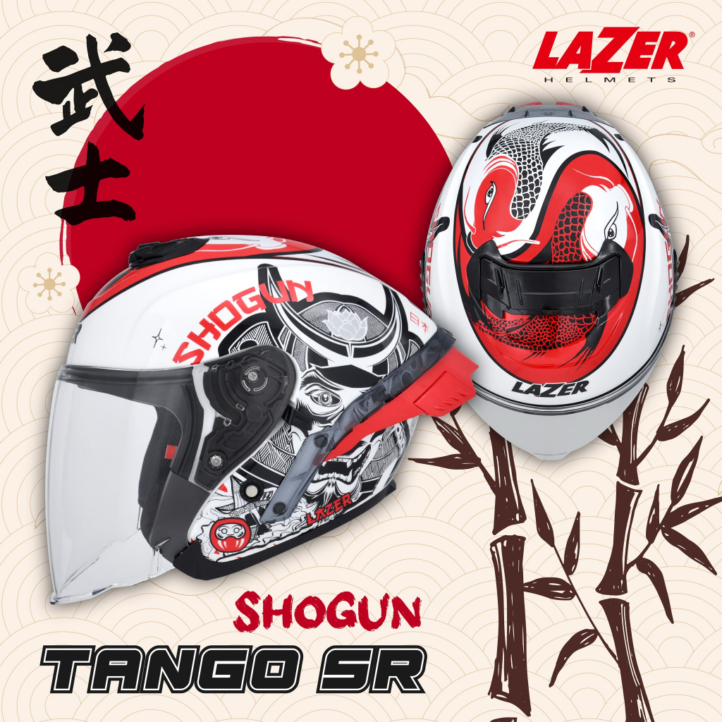 LAZER Tango SR SHOGUN＊帽子先生＊大鴨尾安全帽四分之三半罩通風雙鏡片快拆日本風鯉魚武士