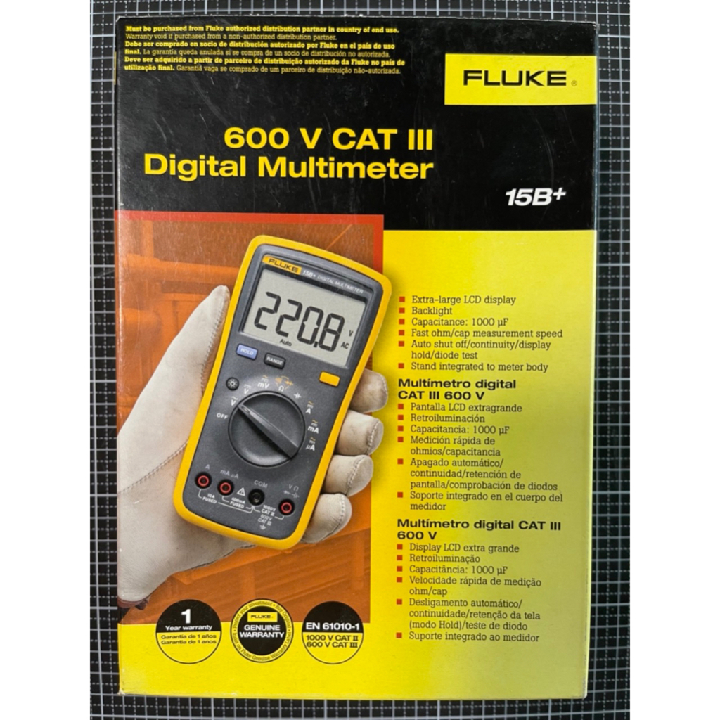 【FLUKE】數位萬用電錶-15B+ 自動換檔 3 3/4三用電錶  9成9新