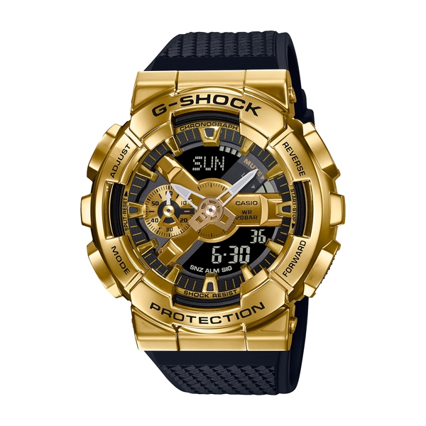 G-SHOCK CASIO卡西歐 重金屬質感工業風休閒錶-黑X金(GM-110G-1A9)/48.8mm