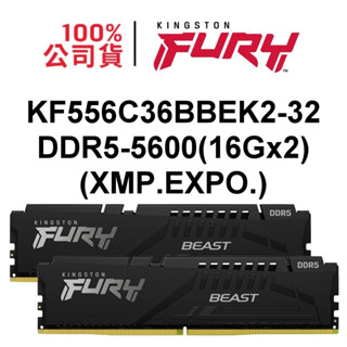 金士頓 KF556C36BBEK2-32 16Gx2支套條 FURY Beast DDR5 5600 XMP EXPO