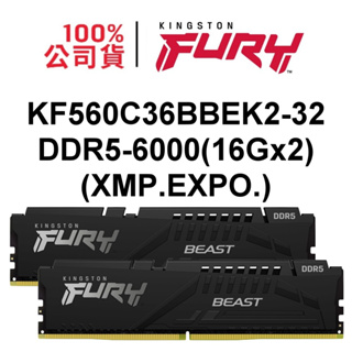 金士頓 KF560C36BBEK2-32 16Gx2支套條 FURY Beast DDR5 6000 XMP EXPO