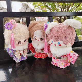 現貨【棉花娃-和服四件套】20cm 20公分 古裝風格 和服 日本 大正浪漫 毛領 浴衣 粉 紅 紫 古代 女裝 日式