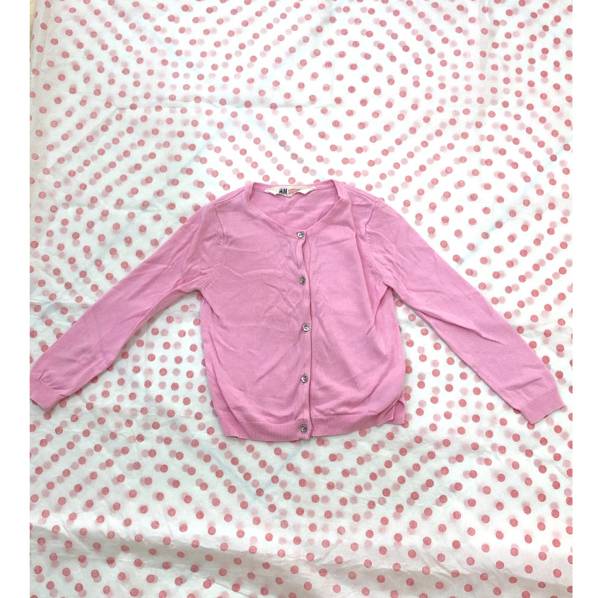 H&amp;M 女寶女童  淺粉色針織薄外套  3-4Y 冷氣房外套 針織外套