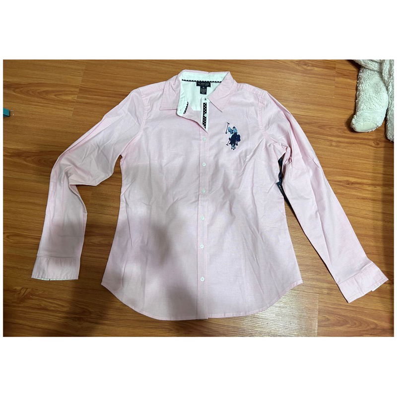 💜新品～US POLO女大馬刺繡襯衫-粉色