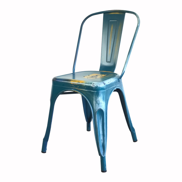LOFT 工業復古 Tolix高背餐椅 經典款 可堆疊 做舊藍黃 CH001-BLY