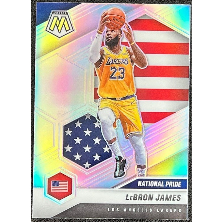 NBA 球員卡 LeBron James 2020-21 Mosaic Silver Prizm 國旗 銀亮