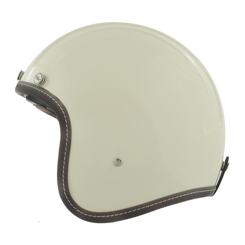 THH 安全帽 T300N 素色 象牙白 內墨鏡 全可拆洗 金屬排齒扣具 復古帽 半罩