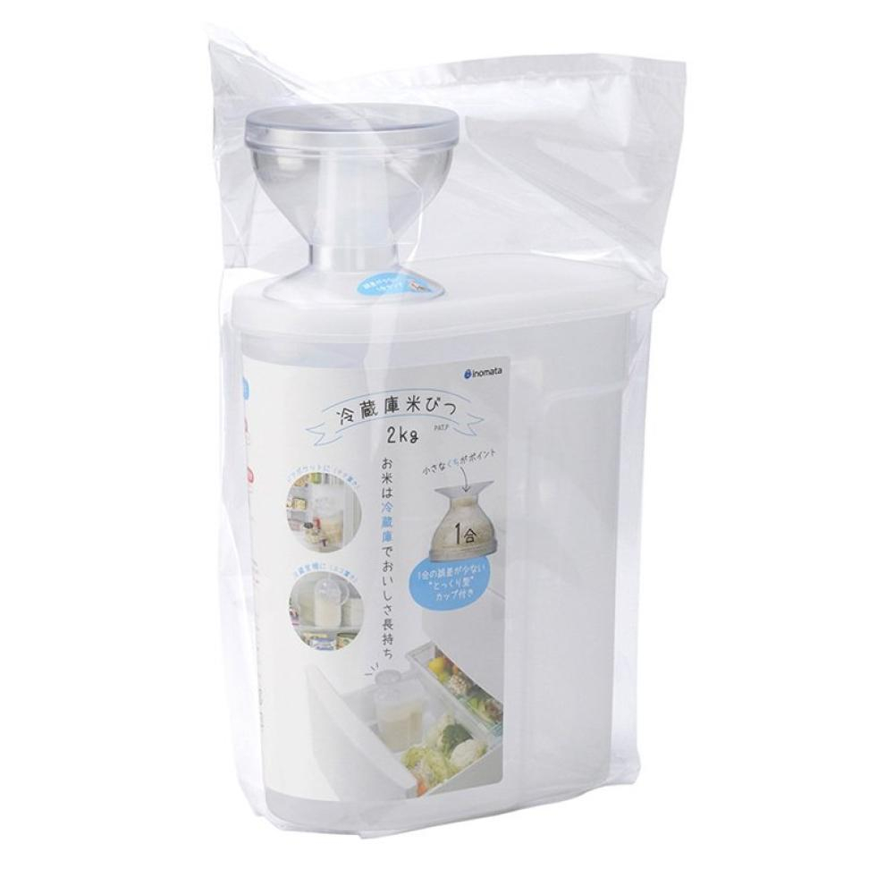 asdfkitty*日本製 INOMATA 可冷藏米桶 2KG裝-附漏斗式量米杯蓋-防米蟲 放冰箱易保鮮-日本正版商品