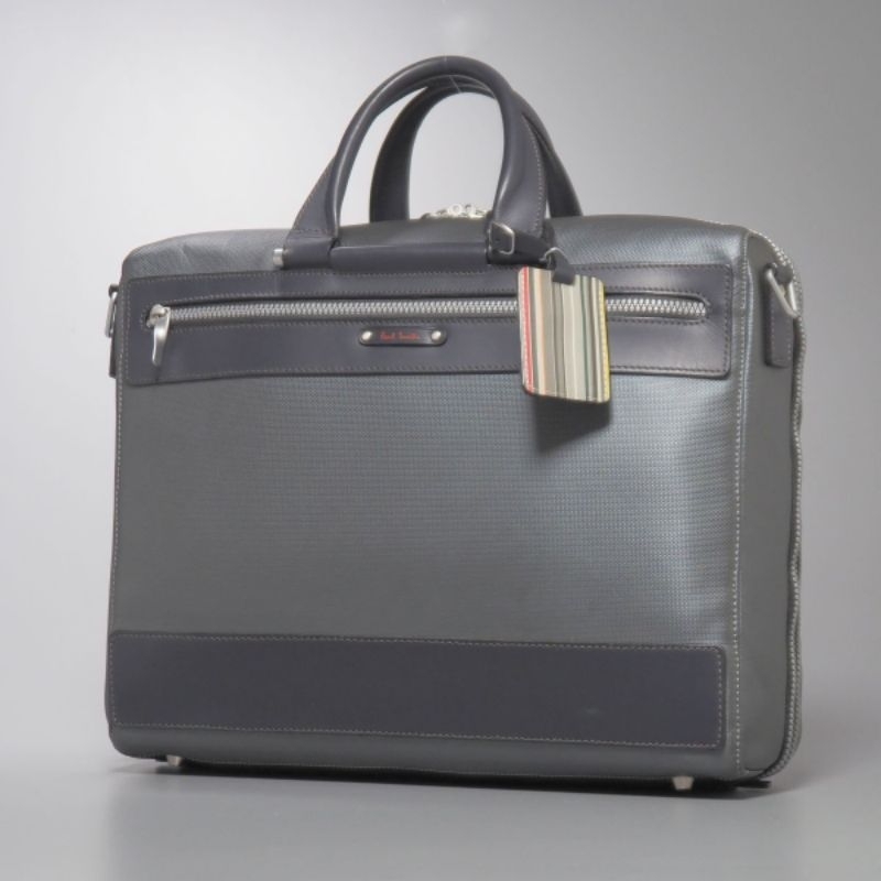 日本專櫃買回正品 Paul Smith 保羅 史密斯 時尚高設計感灰色真皮公事包，極少用狀態極新，僅有一件，請勿錯過
