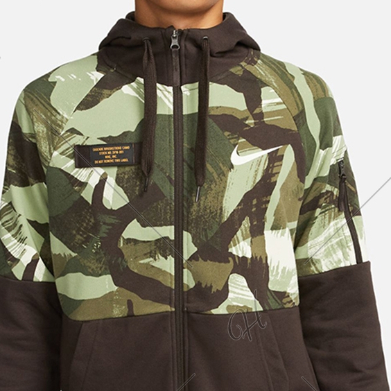 NIKE 外套 連帽外套 運動 男款  AS M NK DF FLC HD FZ CAMO 綠 DQ4791220