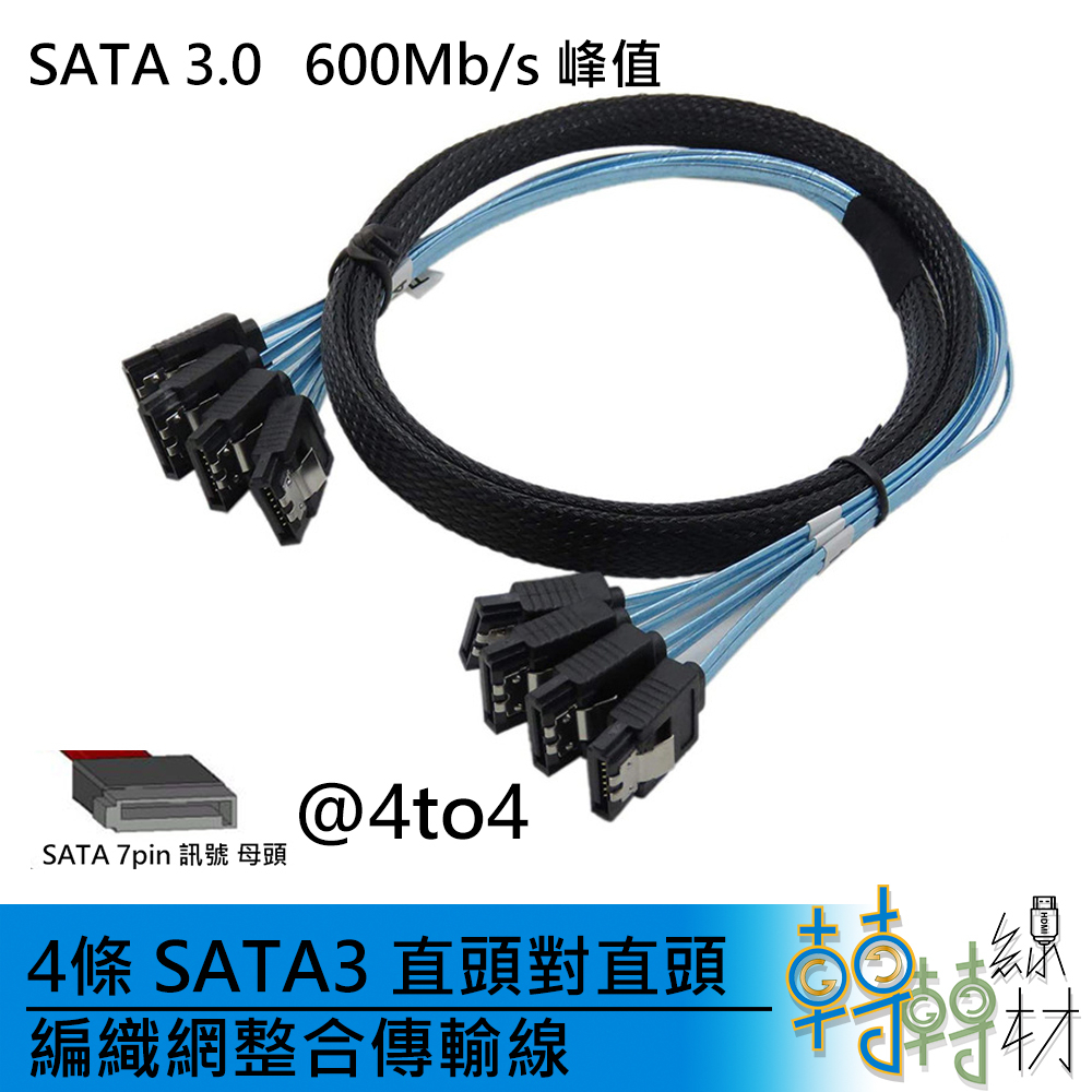 4條 SATA3 直頭對直頭 編織網整合傳輸線\\7pin DIY NAS 硬碟 光碟 SSD