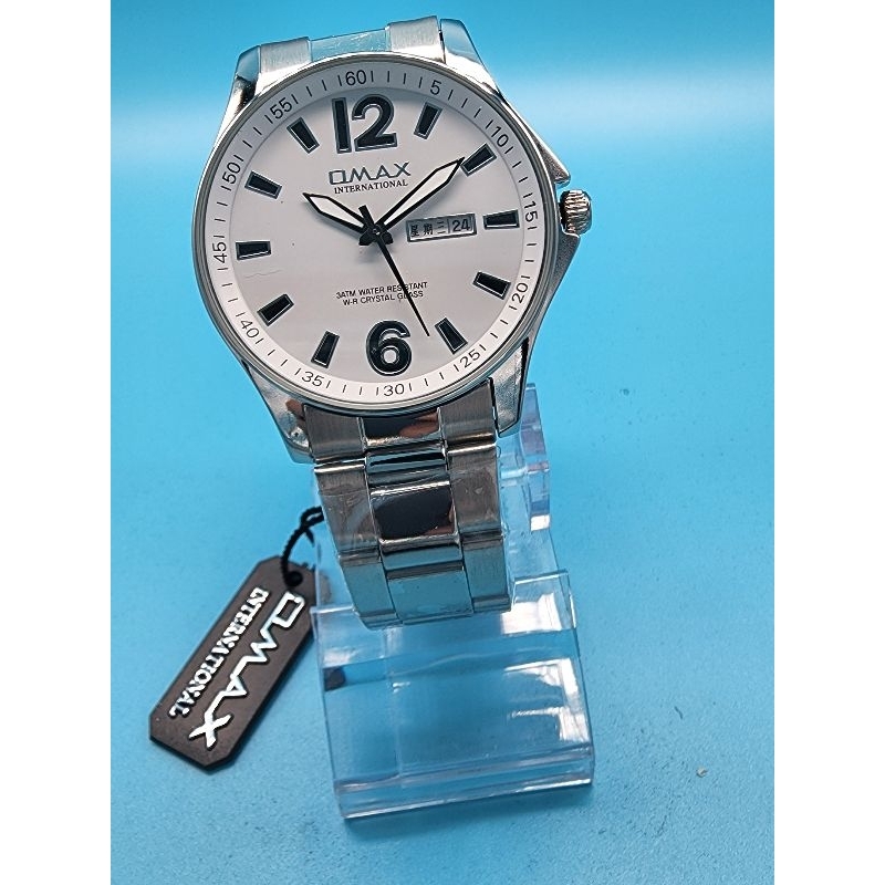 OMAX歐馬仕不繡鋼石英錶 日本原裝機芯 有星期日期 刻度清晰 適合上班修閒配戴