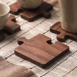 [臺灣現貨] 胡桃木 拼圖杯墊 隔熱墊 讓您的咖啡桌品味升級