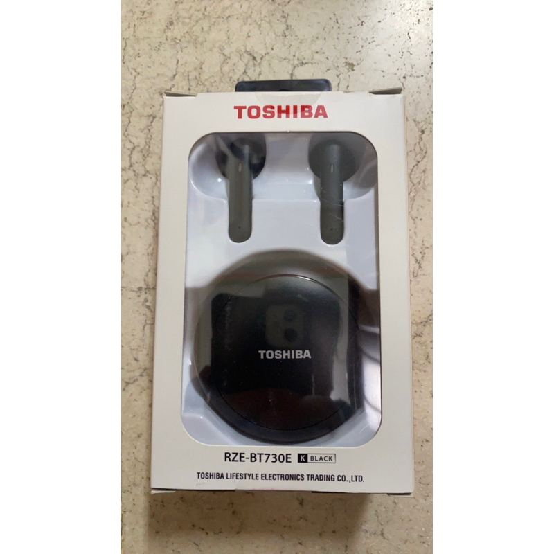 【全新】TOSHIBA真無線藍芽耳機RZE-BT730E-黑 + TC.STAR-U5100彈簧充電傳輸線