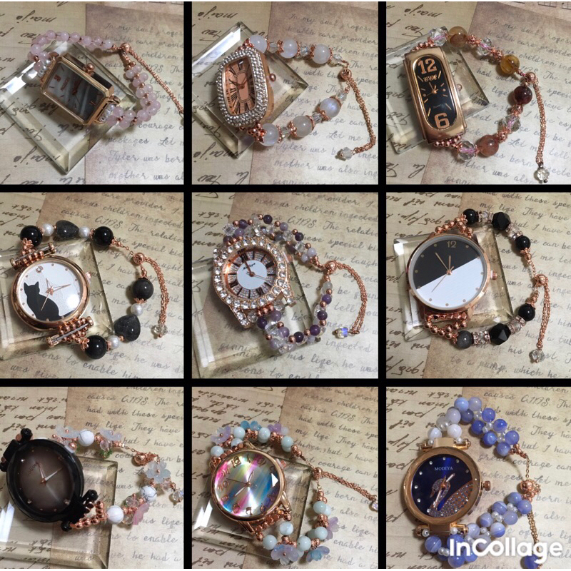 ✨✨水晶手錶✨✨紫水晶+粉晶+銀曜+溏心瑪瑙+碧璽+珍珠設計款手錶