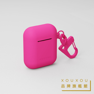 XOUXOU / AirPods 1/2代 矽膠耳機套-桃紅色POWER PINK