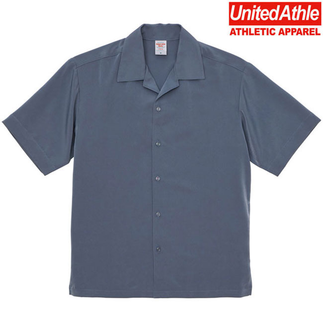 日本 United Athle UA1785 絲滑質料 古巴領 開領襯衫 短袖襯衫 (201 石藍色) 化學原宿
