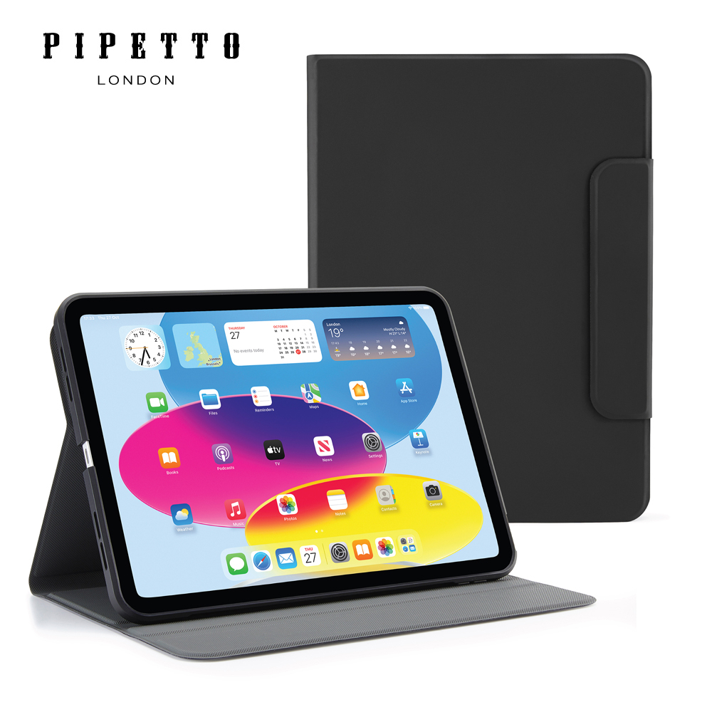 Pipetto iPad Air 10.9” 第4/5代 Rotating Folio可旋轉側翻皮套 - 黑色